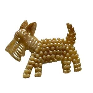 Vintage Celluloid Brooch Scottish Terrier Beaded 1950s Scotty Dog Antique Pin